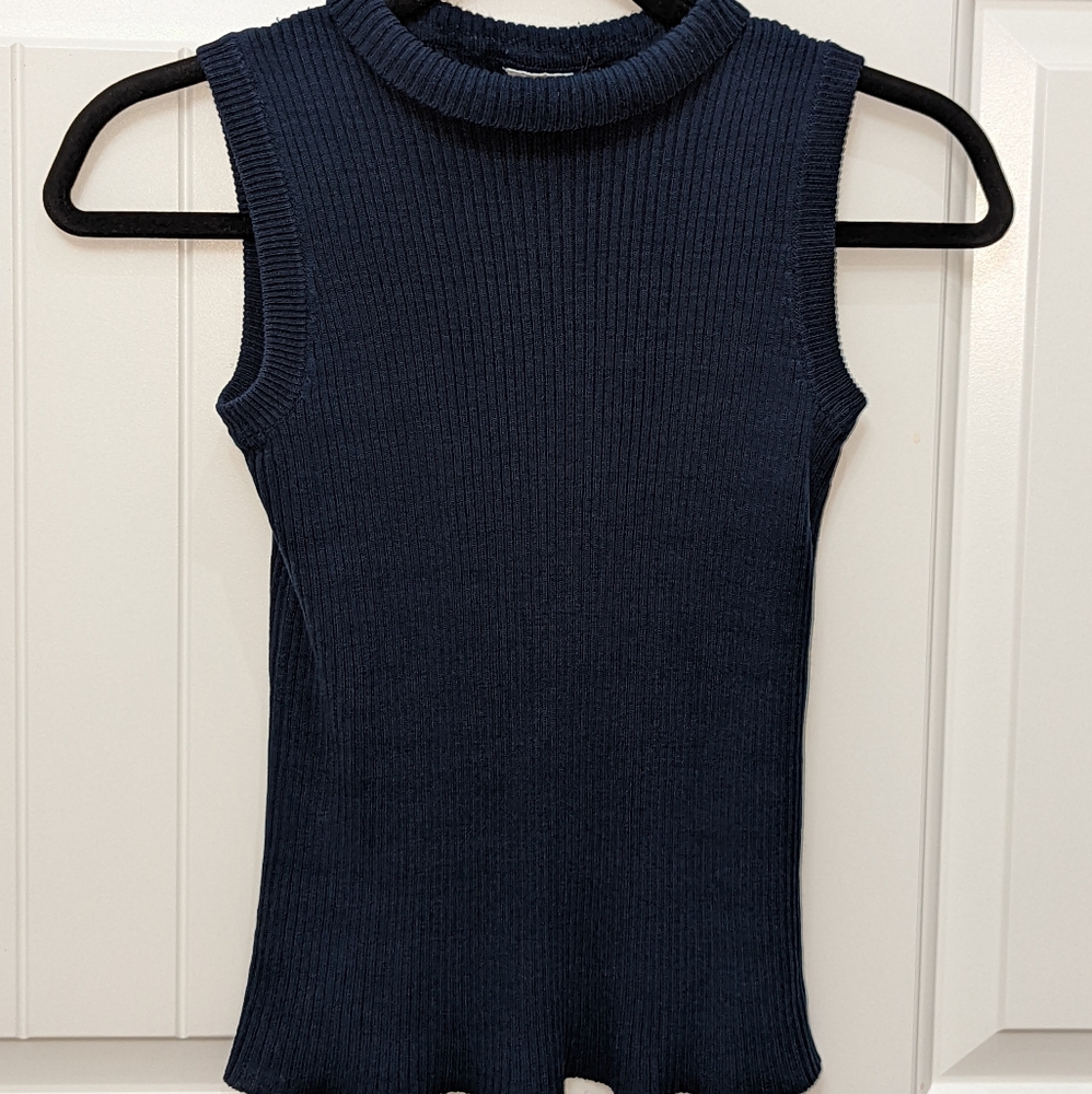 Truly Vintage CELLBES Ribbed Navy Vest Top
